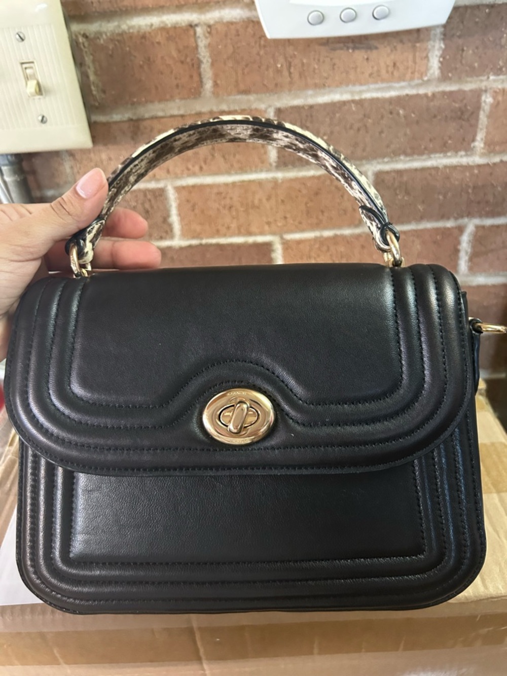 Coach Classic snake print Top-Handle Women's Bag with Gold Hardware